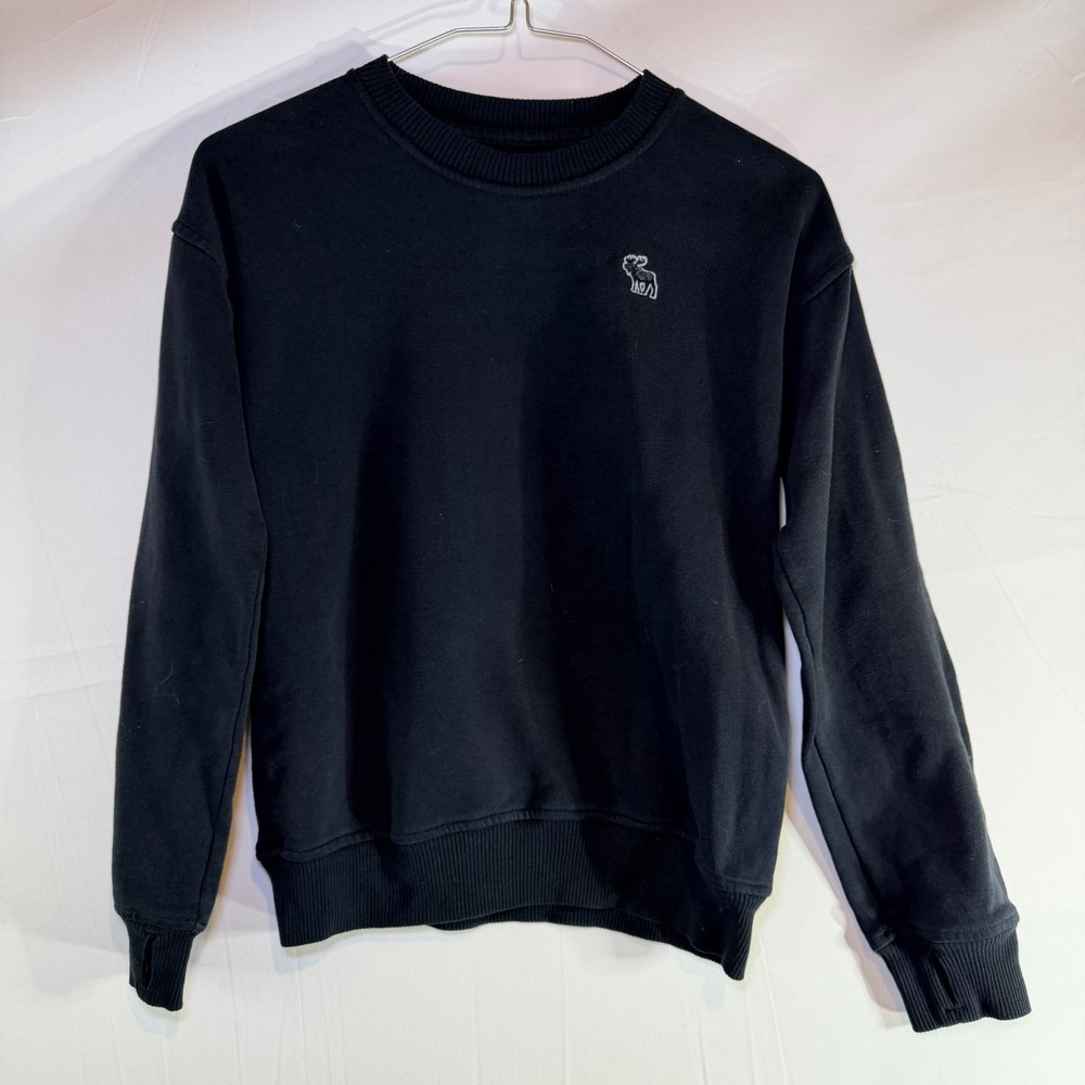 Abercrombie Kids Boys Black Essentials Relaxed Fit Moose Logo Sweatshirt 9/10
